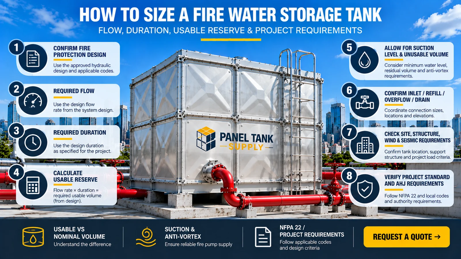 How to Size a Fire Water Storage Tank: Flow, Duration & Usable Reserve